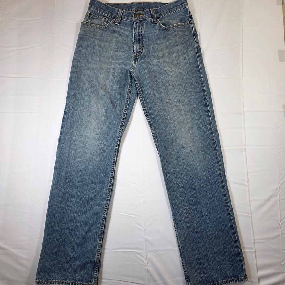 Roebuck Mens Straight Leg Jeans Medium Wash Blue Denim 30x32 Distressed Cotton